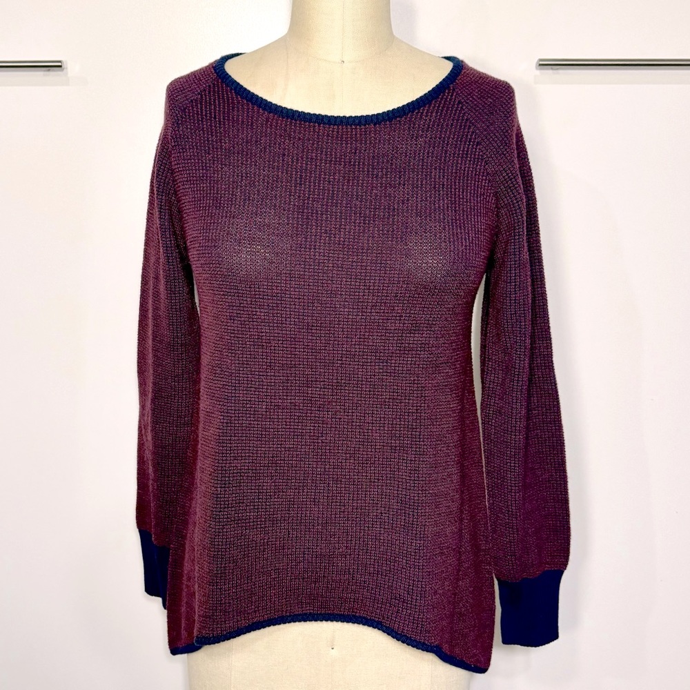 NWOT - Geren Ford Maroon & Navy Asymmetrical Hem Sweater - XS